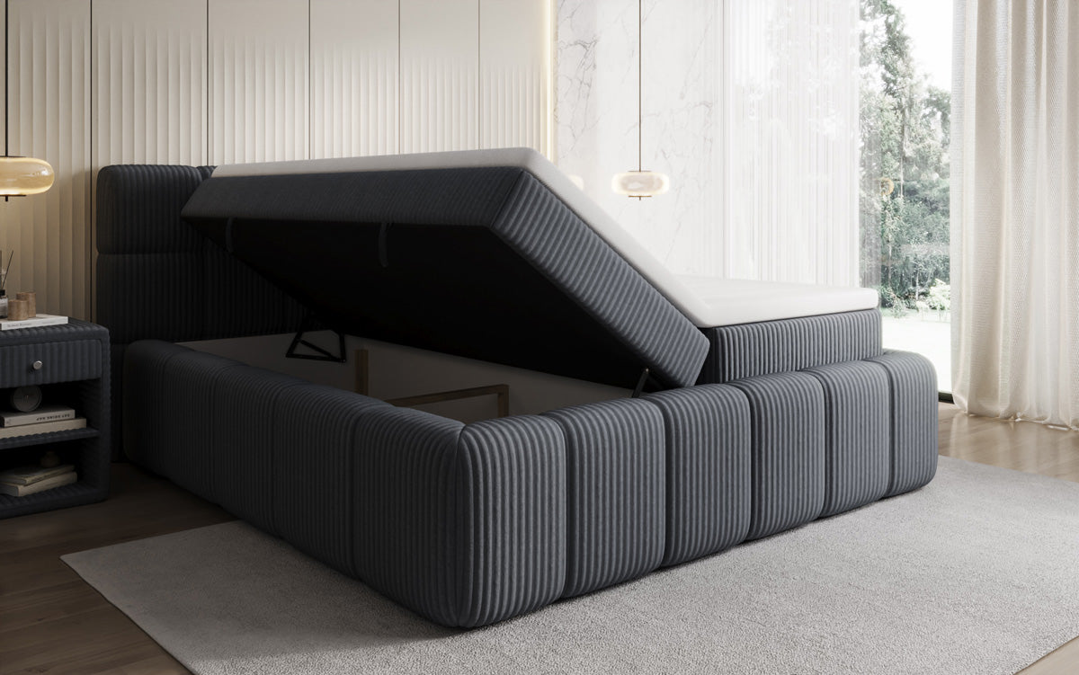 Boxspringbett Bombo a Cord mat Stauraum