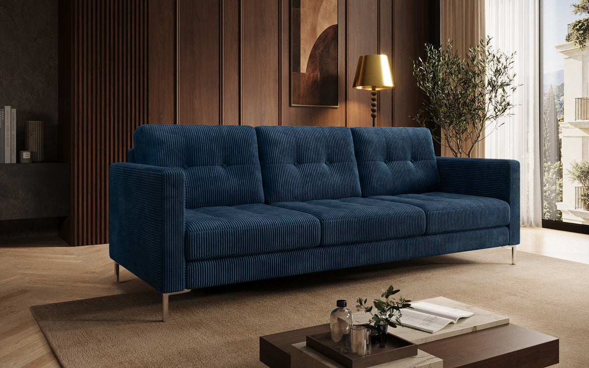 Designer 3 Sitzer Sofa Harvey mit Schlaf- und Klappfunktion in Cord