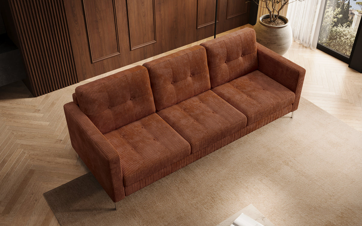 Designer 3 Sitzer Sofa Harvey mit Schlaf- und Klappfunktion in Cord