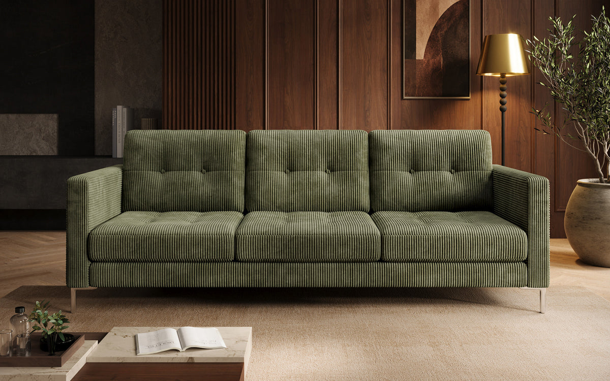 Designer 3 Sitzer Sofa Harvey mit Schlaf- und Klappfunktion in Cord