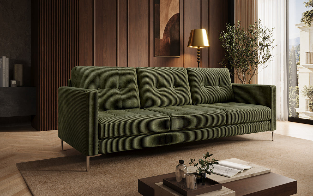 Designer 3 Sitzer Sofa Harvey mit Schlaf- und Klappfunktion in Cord