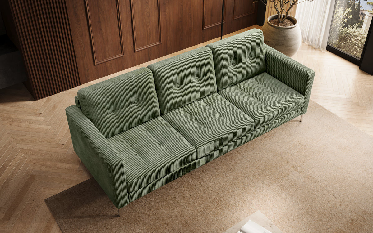 Designer 3 Sitzer Sofa Harvey mit Schlaf- und Klappfunktion in Cord