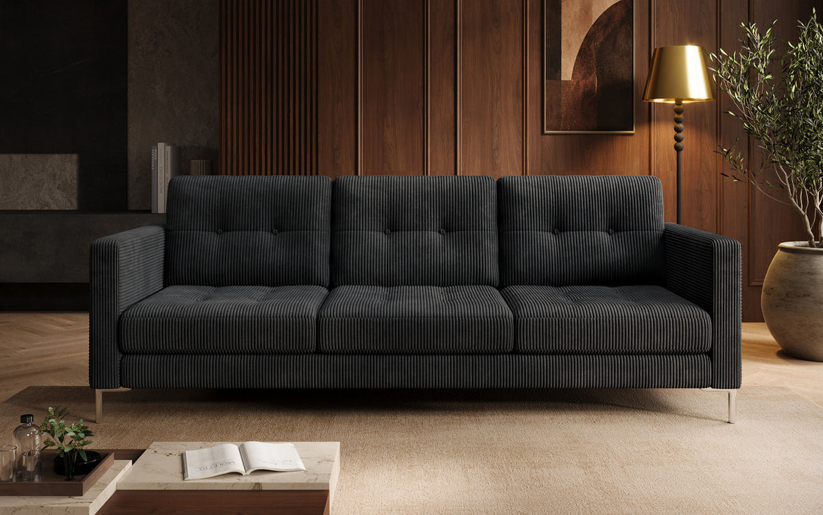 Designer 3 Sitzer Sofa Harvey mit Schlaf- und Klappfunktion in Cord