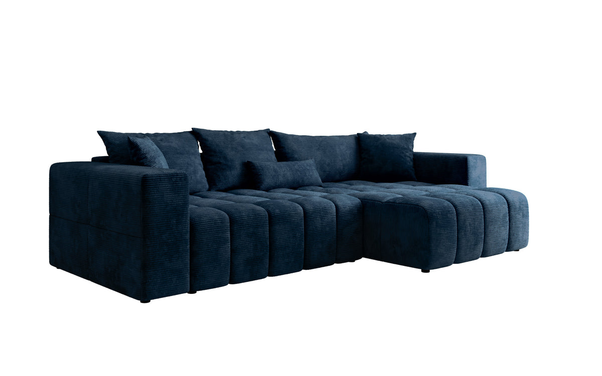 Designer Ecksofa Momo mit Schlaf- und Klappfunktion in Cord