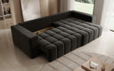 Designer-Ecksofa Momo mat Schlof- a Klappfunktioun am Strukturstoff