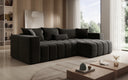 Designer-Ecksofa Momo mat Schlof- a Klappfunktioun am Strukturstoff