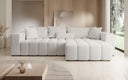 Designer-Ecksofa Momo mat Schlof- a Klappfunktioun am Strukturstoff