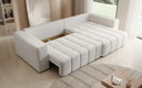 Designer-Ecksofa Momo mat Schlof- a Klappfunktioun am Strukturstoff