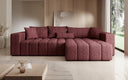 Designer-Ecksofa Momo mat Schlof- a Klappfunktioun am Strukturstoff