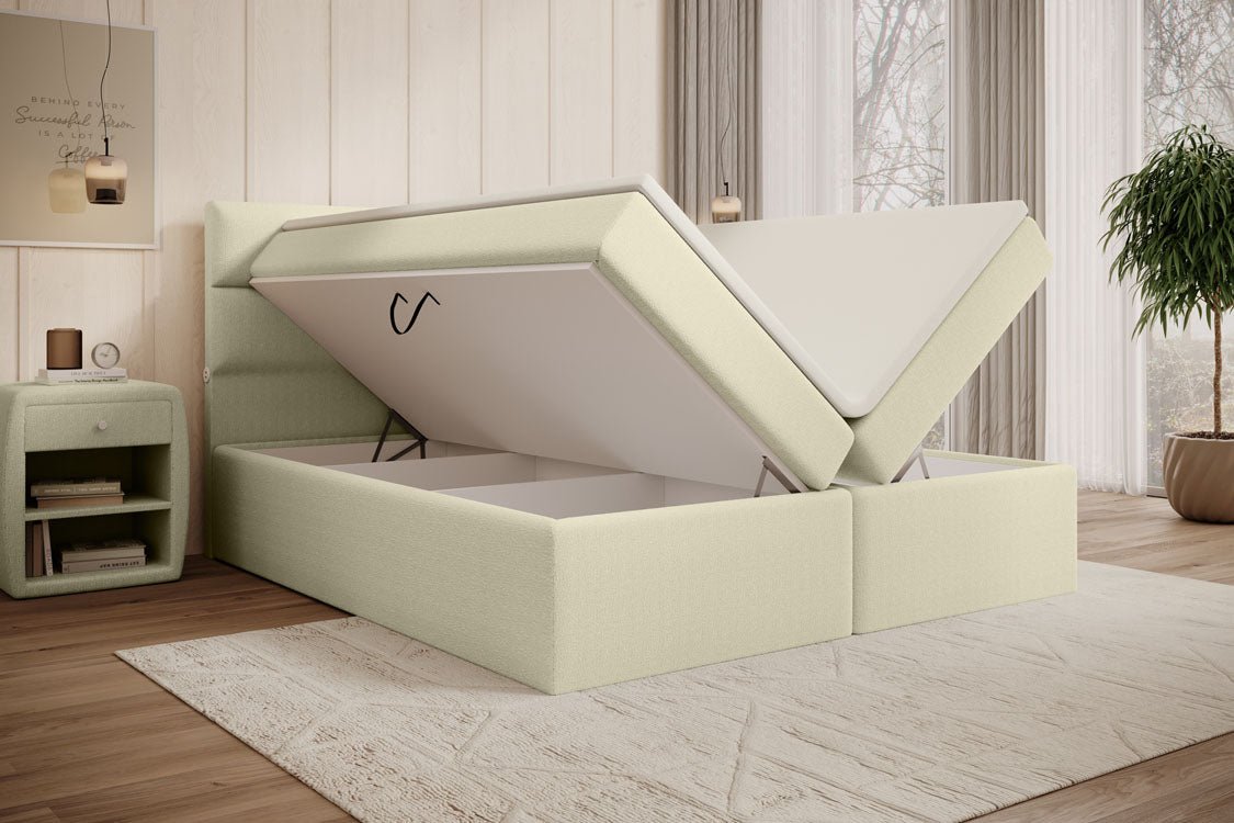 Boxspringbett Carito Bouclé mat USB an Stauraum