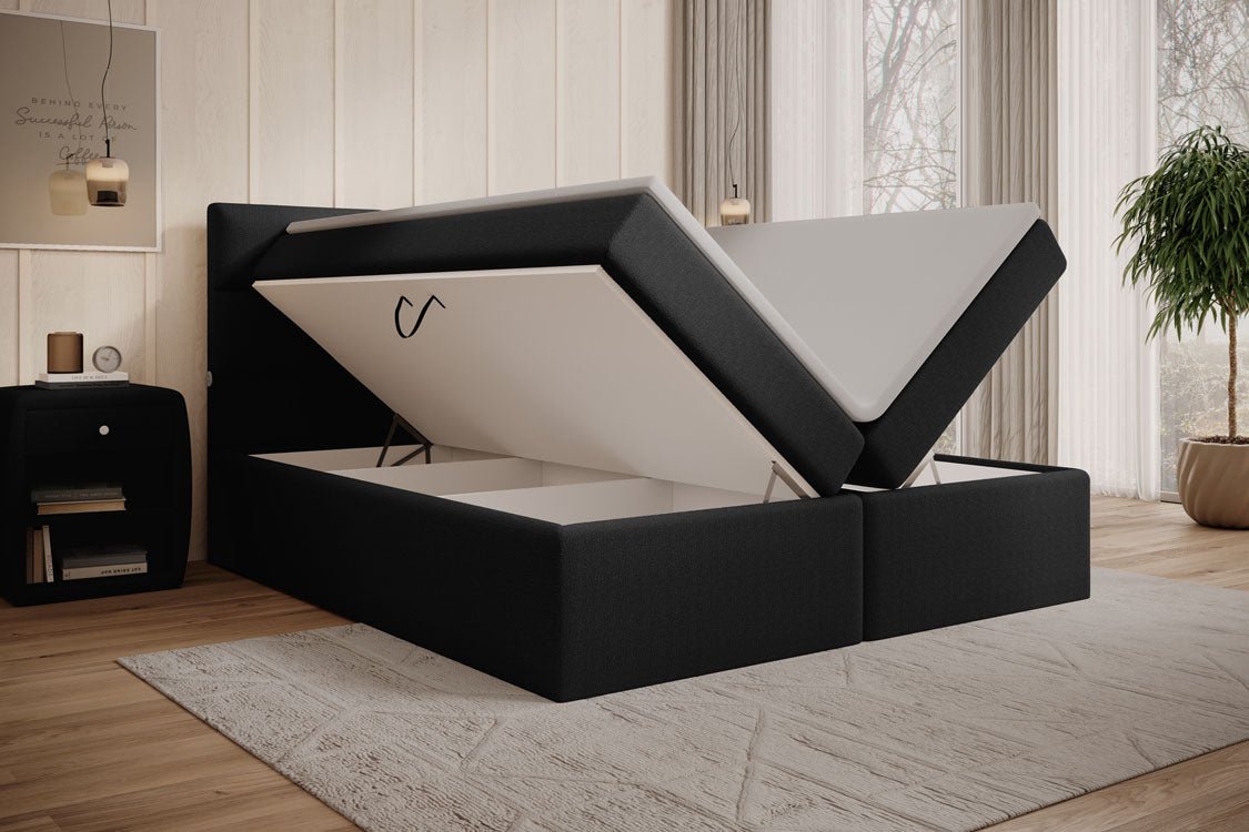 Boxspringbett Carito Bouclé mat USB an Stauraum