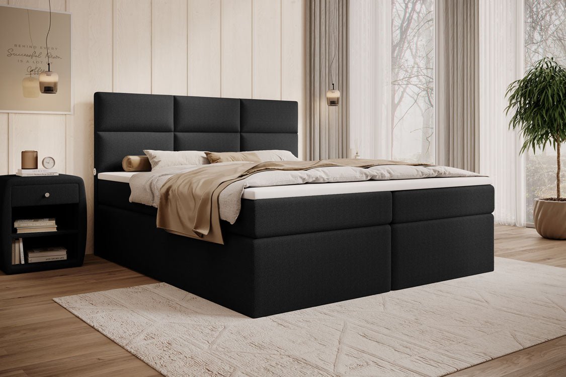 Boxspringbett Carito Bouclé mat USB an Stauraum