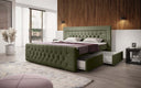 Boxspringbett Diva Bouclé mat USB, LED an 2 Schubladen