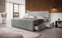 Boxspringbett Diva Bouclé mat USB, LED an 2 Schubladen