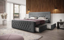 Boxspringbett Diva Bouclé mat USB, LED an 2 Schubladen