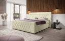 Boxspringbett Diva Bouclé mat USB, LED an 2 Schubladen