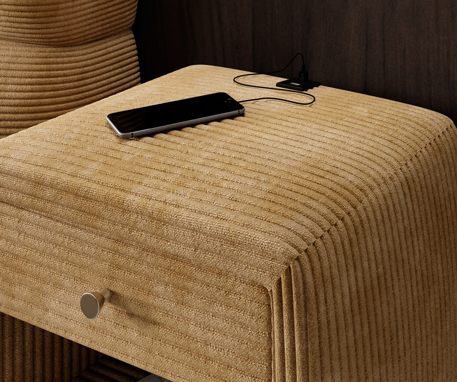Designer Nachttisch Lilly mit USB Anschluss in Cord