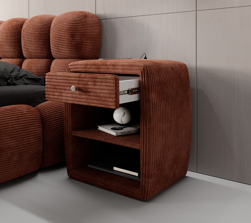 Designer Nachttisch Lilly mit USB Anschluss in Cord