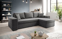 Designer Ecksofa Denver Bouclé mit Schlaf- und Klappfunktion