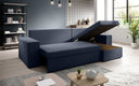 Canapé d’angle design Denver en Tissu avec fonction de couchage et fonction rabattable