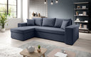 Canapé d’angle design Denver en Tissu avec fonction de couchage et fonction rabattable