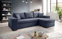Canapé d’angle design Denver en Tissu avec fonction de couchage et fonction rabattable