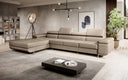 Canapé d’angle design Calvera Maxi avec fonction couchage et rabattable en Similicuir