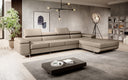 Canapé d’angle design Calvera Maxi avec fonction couchage et rabattable en Similicuir