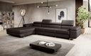Canapé d’angle design Calvera Maxi avec fonction couchage et rabattable en Similicuir