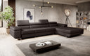 Canapé d’angle design Calvera Maxi avec fonction couchage et rabattable en Similicuir