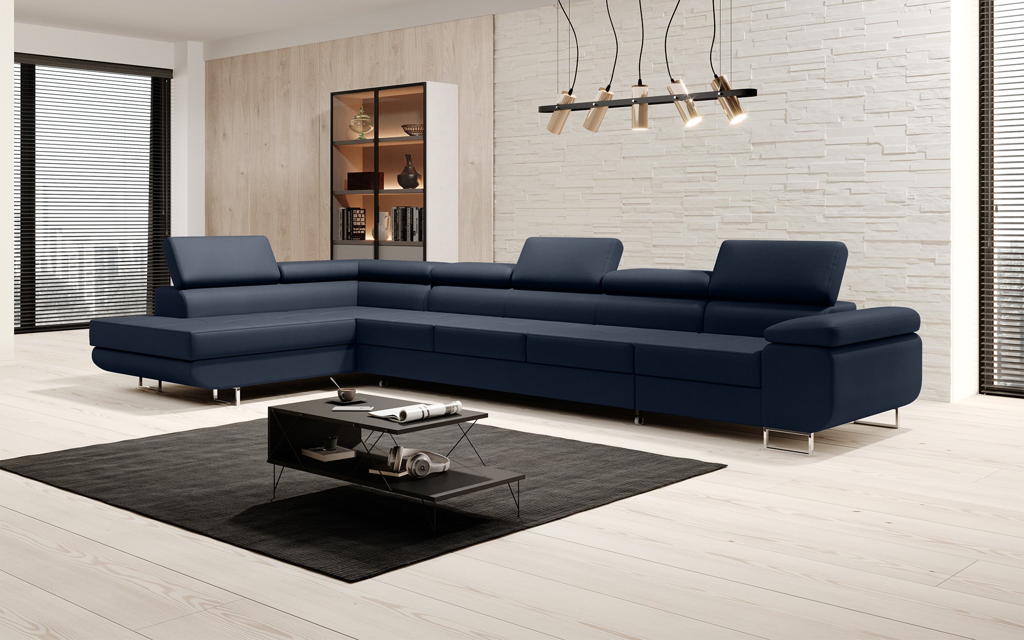 Designer sofa Maxi with sleep and folding function in faux leather