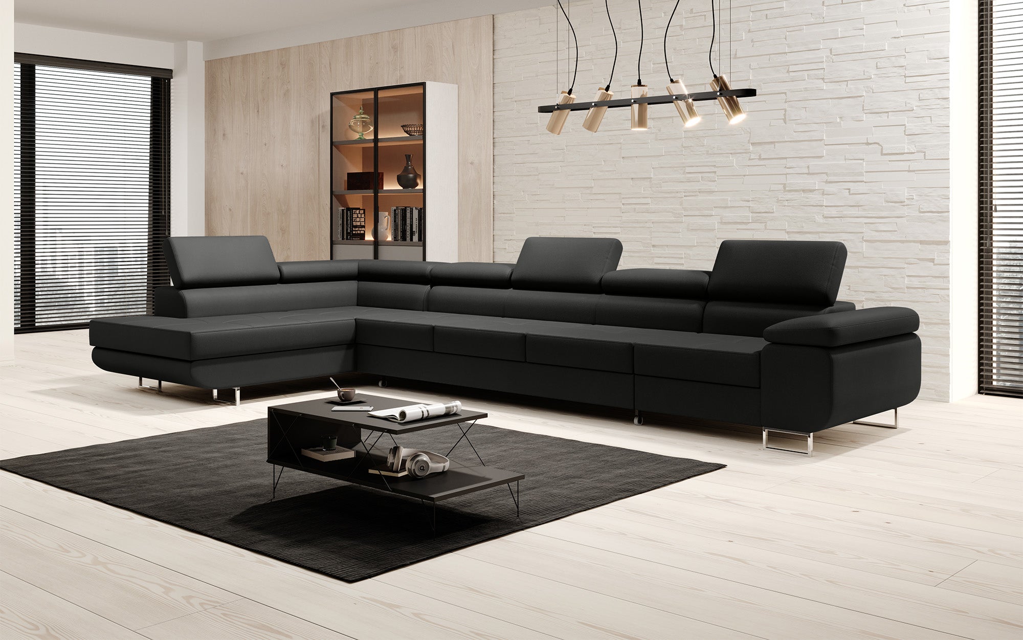 Canapé design Maxi avec fonction lit et rabattable en similicuir