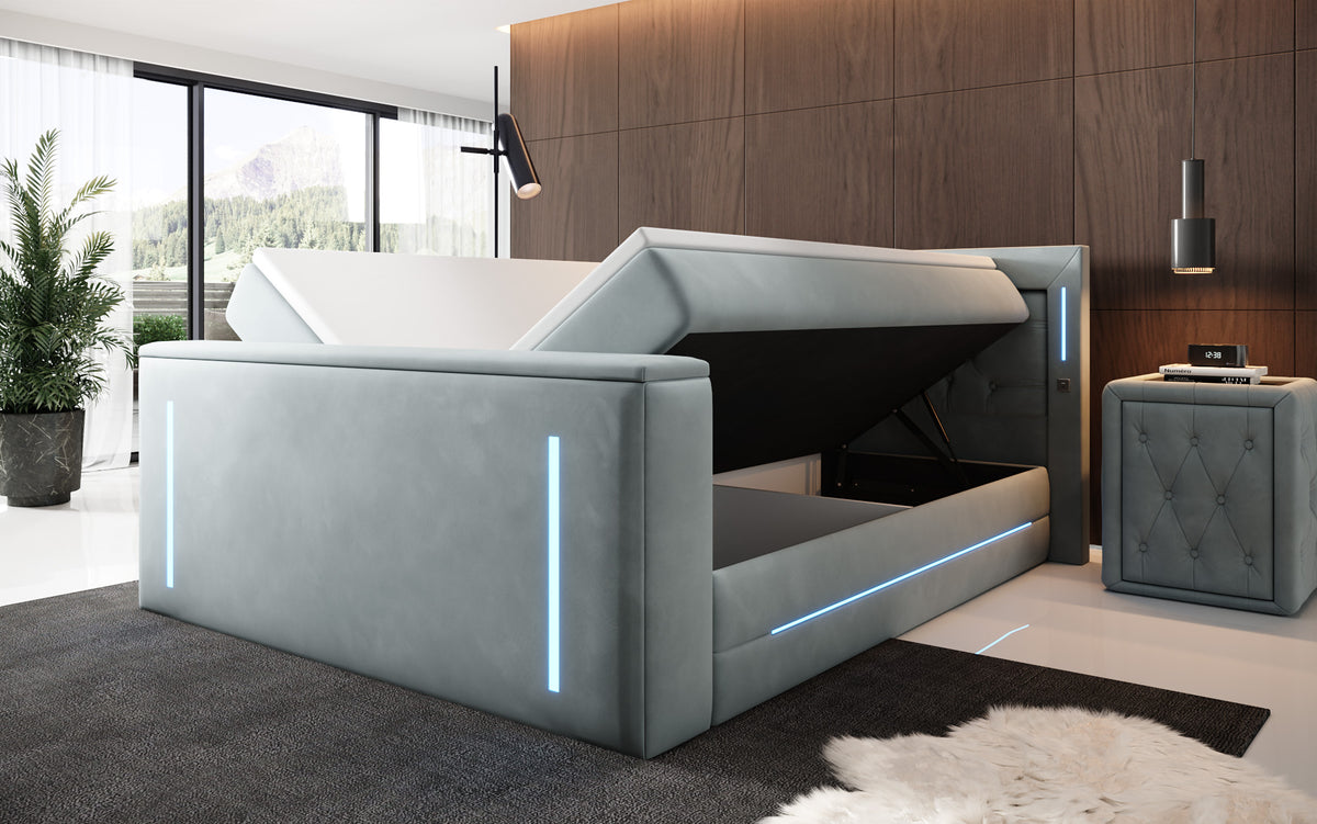 Boxspringbett Divalo mat TV Lift an Stauraum