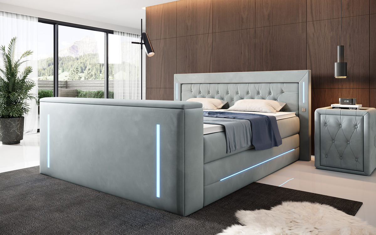 Boxspringbett Divalo mat TV Lift an Stauraum