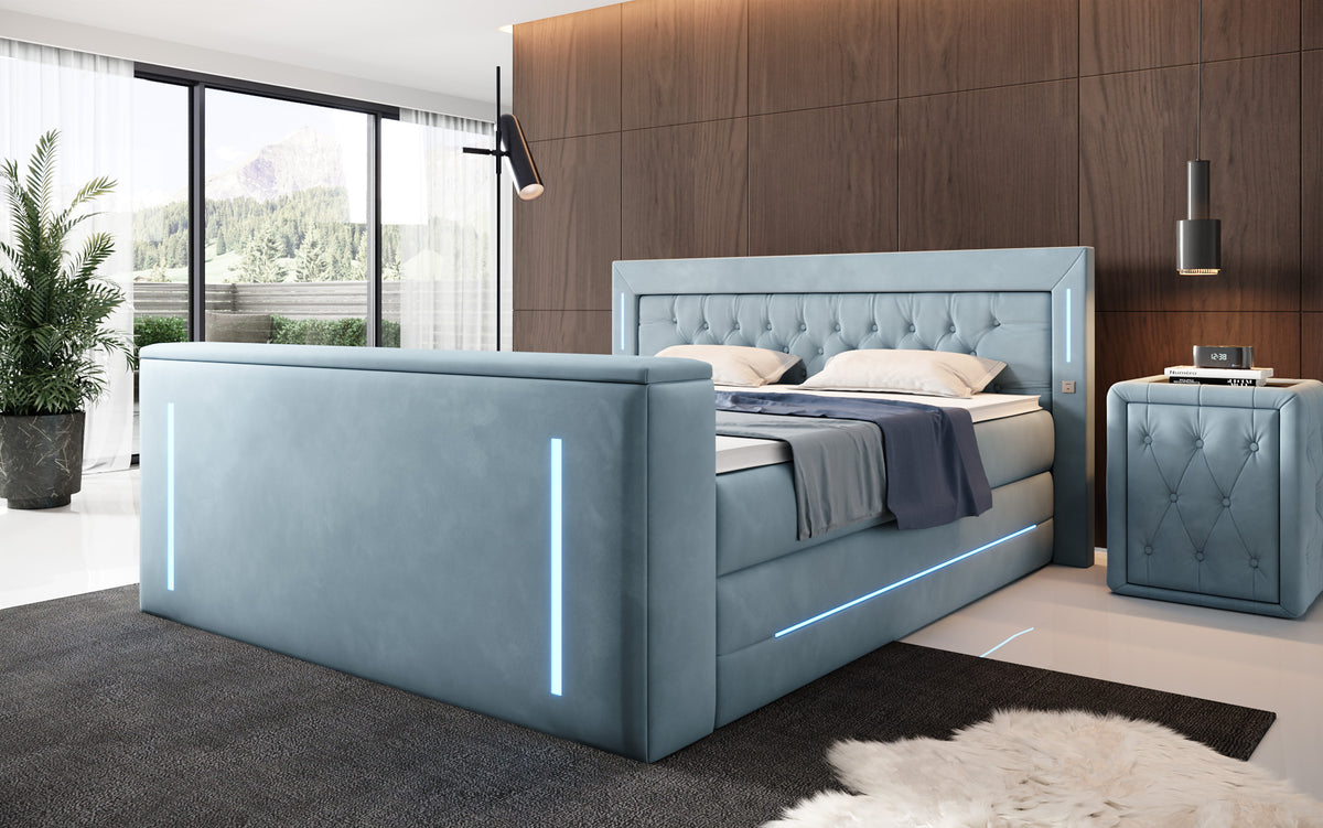 Boxspringbett Divalo mat TV Lift an Stauraum