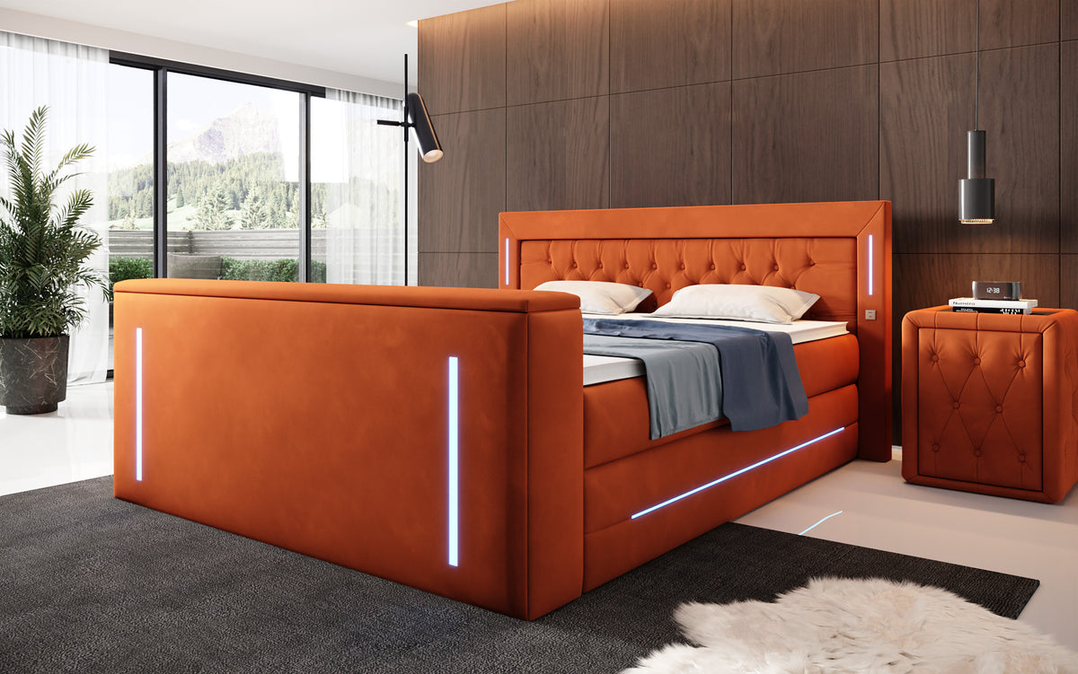 Boxspringbett Divalo mat TV Lift an Stauraum