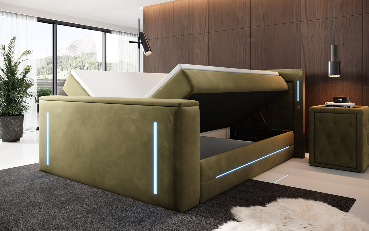 Boxspringbett Divalo mat TV Lift an Stauraum