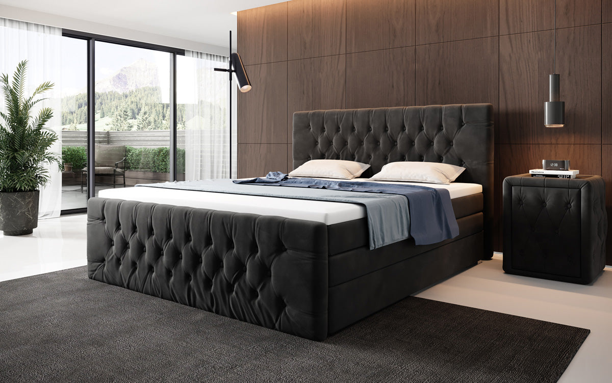 Boxspringbett Velutto mit Stauraum - Chesterfieldoptik