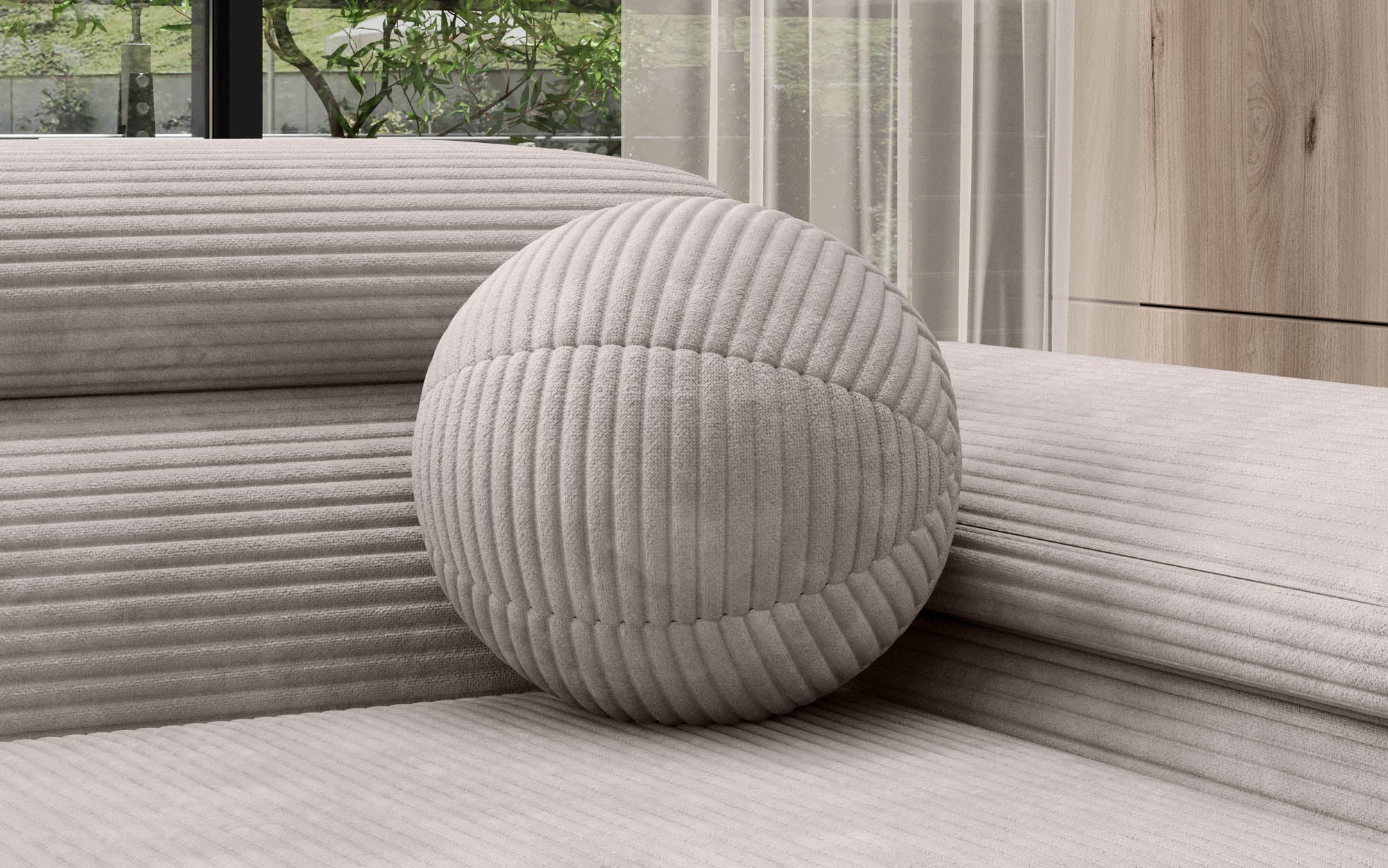 Rundes Zierkissen Globe ⌀28 aus Cord