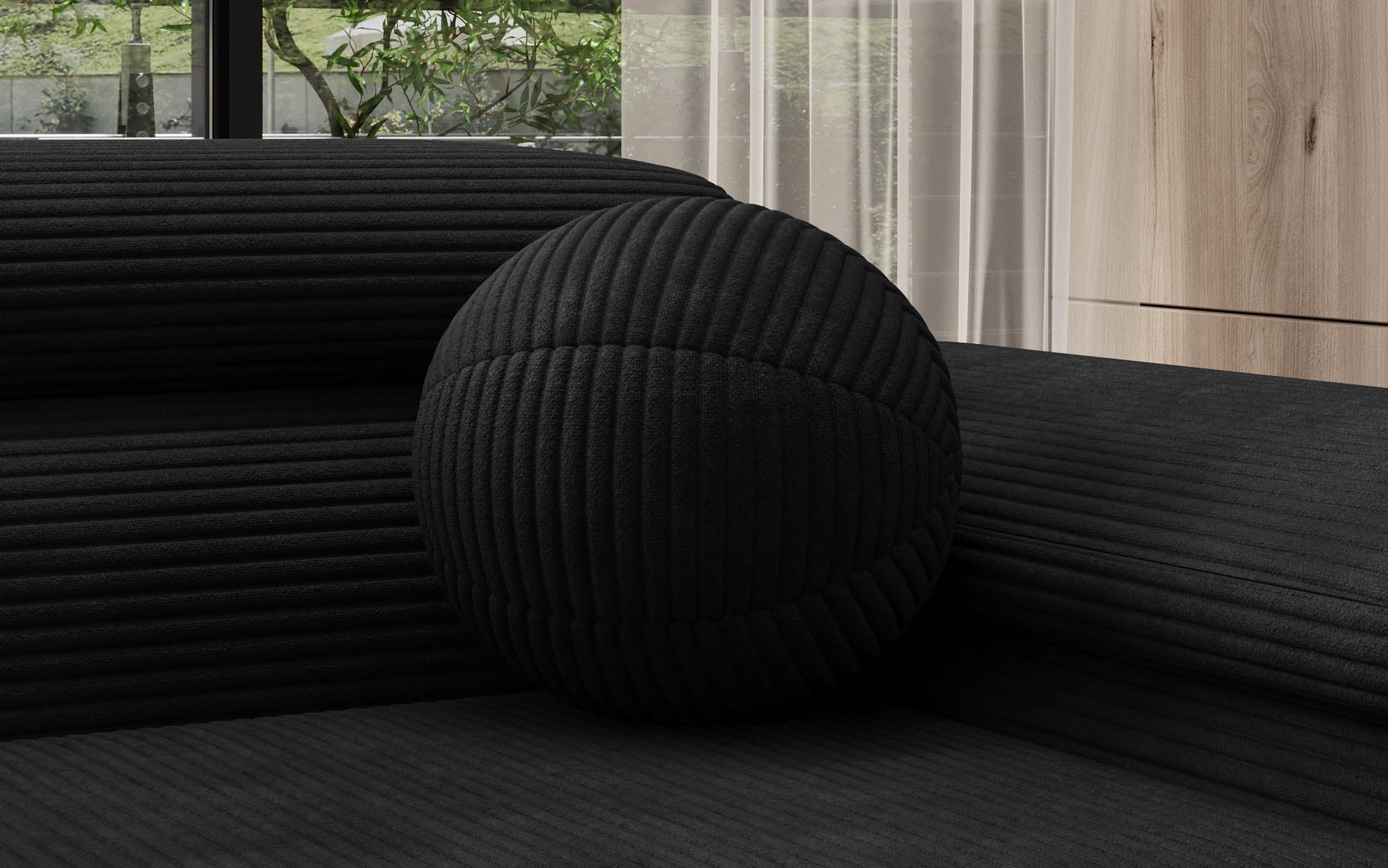 Rundes Zierkissen Globe ⌀28 aus Cord