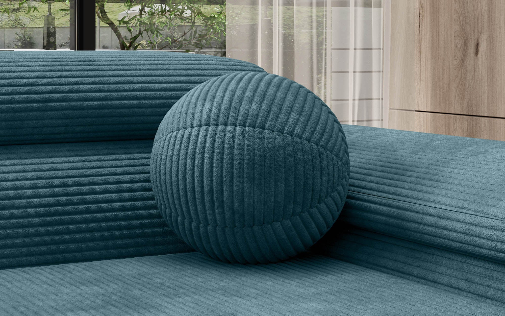 Rundes Zierkissen Globe ⌀28 aus Cord