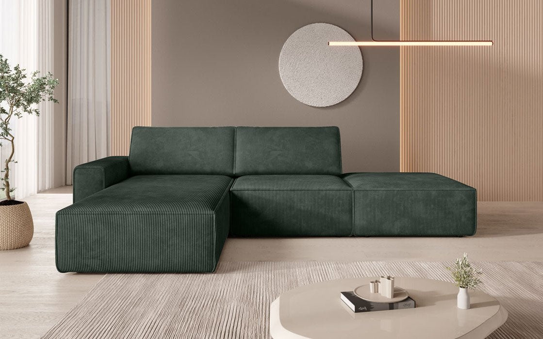 Modulärt Ecksofa Yuma mat engem Beistellhocker aus Cord