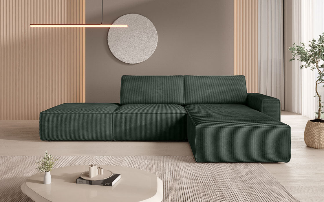 Modulärt Ecksofa Yuma mat engem Beistellhocker aus Cord