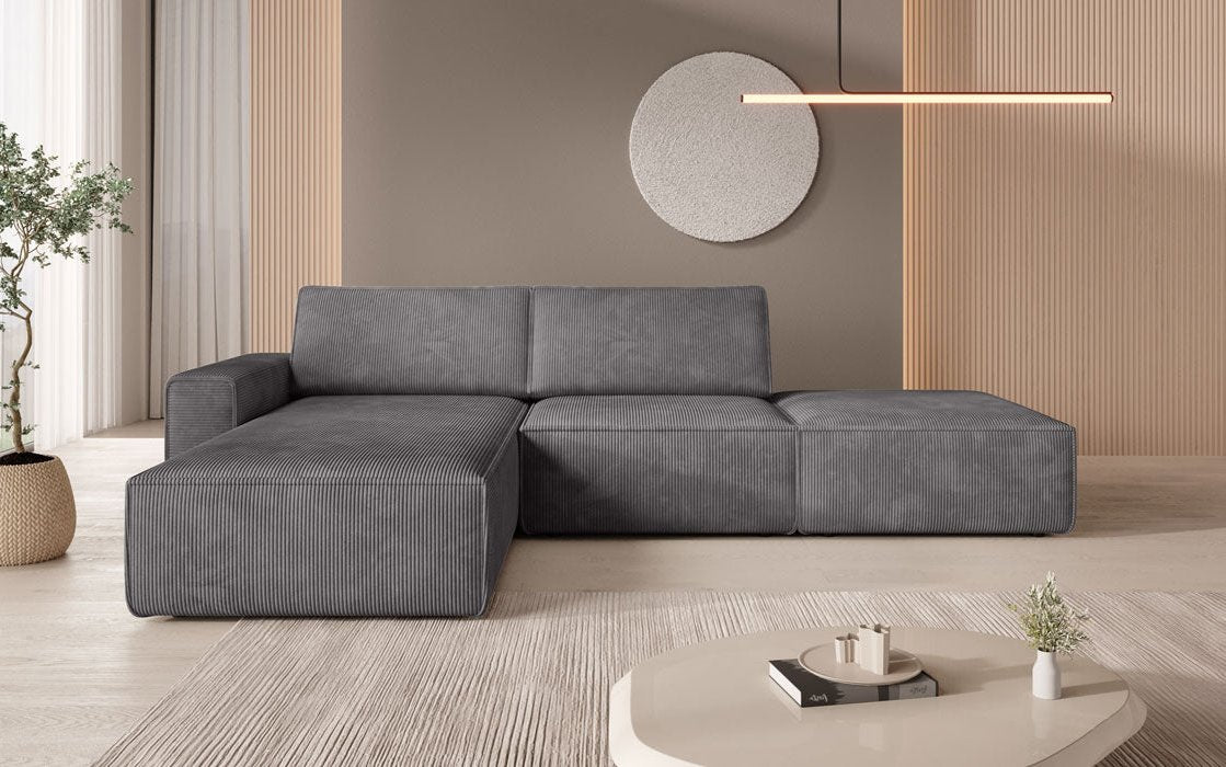 Modulärt Ecksofa Yuma mat engem Beistellhocker aus Cord