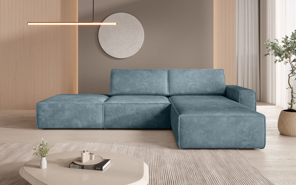 Modulärt Ecksofa Yuma mat engem Beistellhocker aus Cord