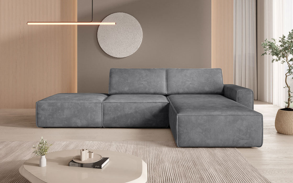 Modulärt Ecksofa Yuma mat engem Beistellhocker aus Cord