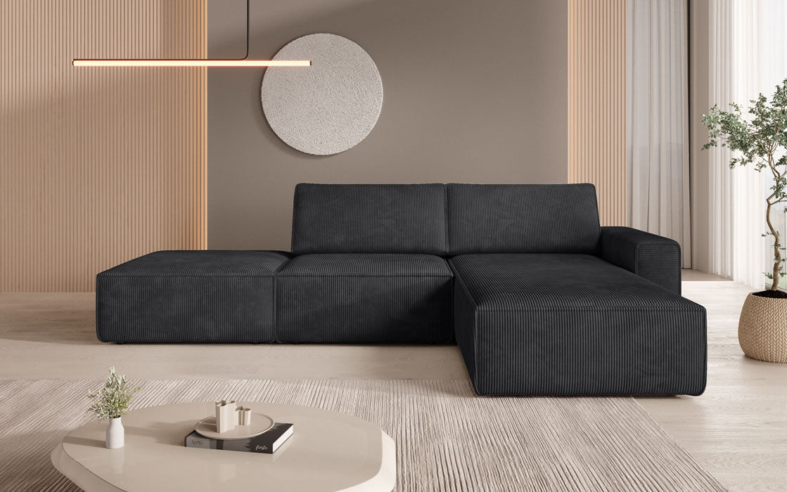 Modulärt Ecksofa Yuma mat engem Beistellhocker aus Cord
