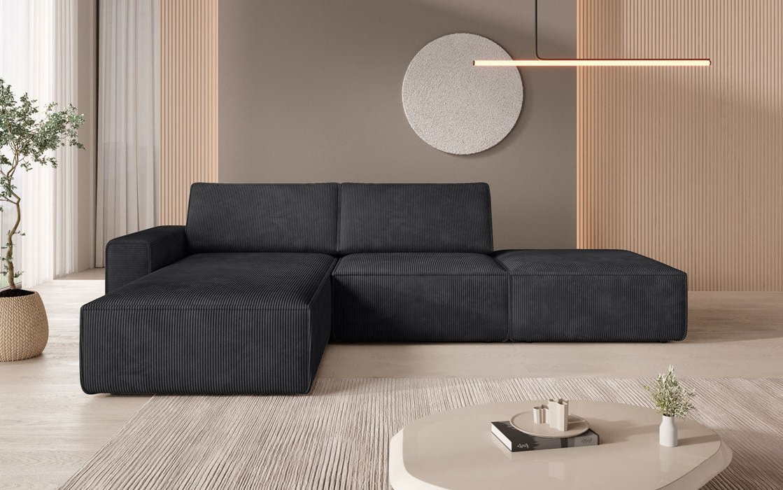 Modulärt Ecksofa Yuma mat engem Beistellhocker aus Cord