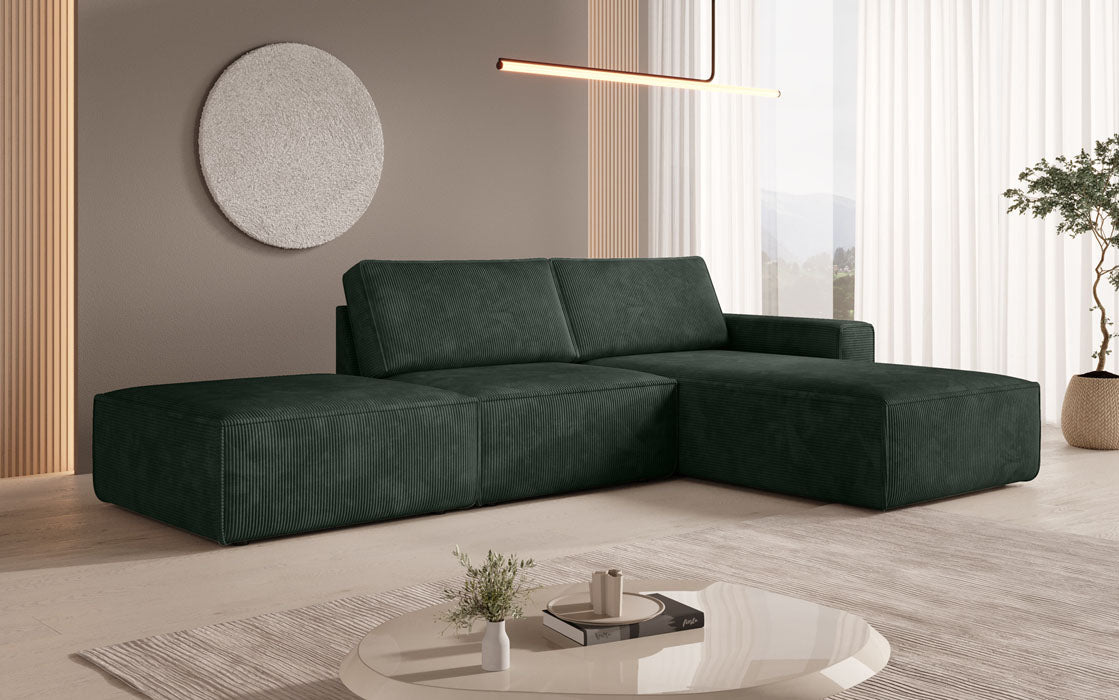 Modulärt Ecksofa Yuma mat engem Beistellhocker aus Cord