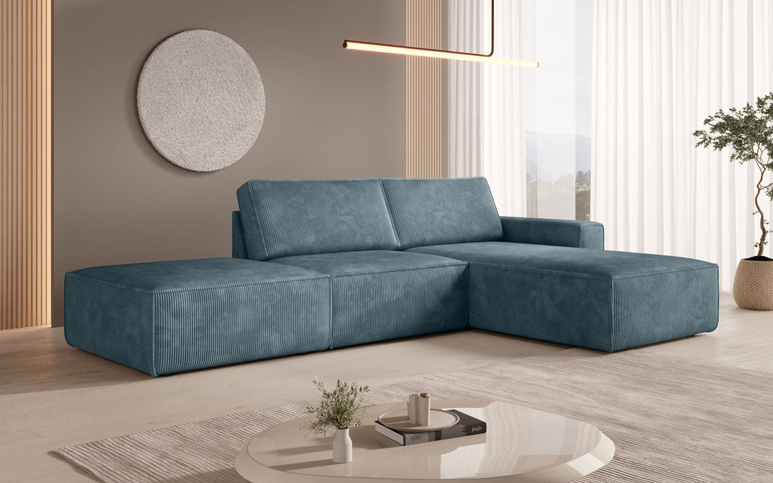 Modulärt Ecksofa Yuma mat engem Beistellhocker aus Cord